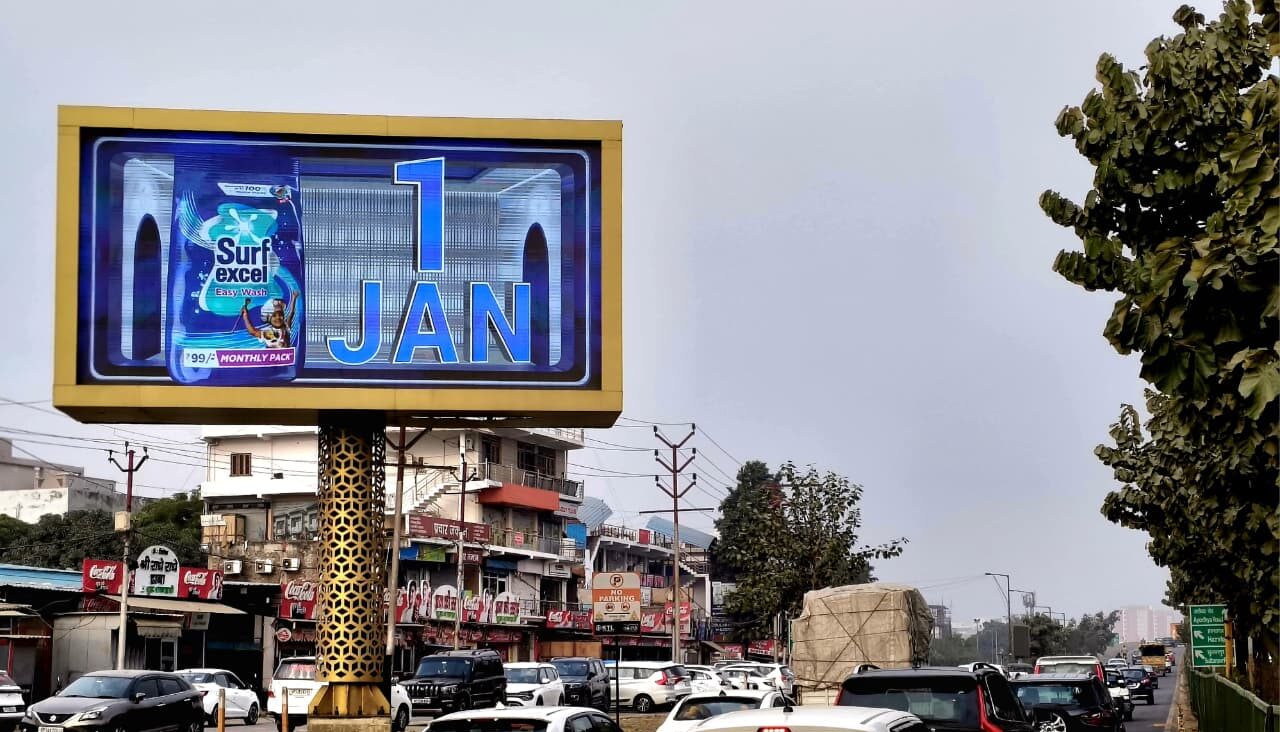 LED screen of Amrit Enterprises at Shaheed Path near fauzi dhaba Lucknow